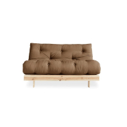 Canapé convertible futon ROOTS - Pin naturel - Tissu Mocca - Couchage 160x200 cm - Design japonais et douceur scandinave_4