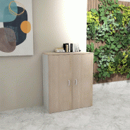 Armoire moyenne à portes battantes Haut. 121 cm - Mobel Linea - 100, Acacia clair_0