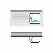 Plonge Inox 1 bac sur placard avec passage lave-vaisselle - P 600 - GGM -_4
