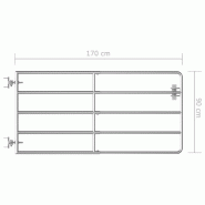 Vidaxl portillon à 5 barres acier (95-170)x90 cm argenté 145985_4