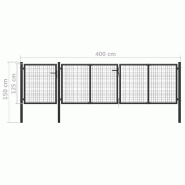 Vidaxl portail de jardin acier 400 x 100 cm anthracite 144329_4