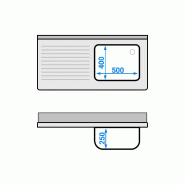 Plonge inox 1 bac à droite et égouttoir sur placard avec 3 tiroirs - 1200 x 600 mm_4
