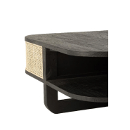Table basse RARY - bois exotique noir et rotin naturel - avec niche de rangement - 84,5 x 84,5 x 36 cm_4