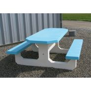Table pique-nique en béton octogonale - adaptée PMR - revêtement hydrofuge - 200x80x6 cm_4