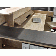 Bureau d'accueil 1 personne Avant - Ofitres - 129, Blanc, Non, Beige brillant_4