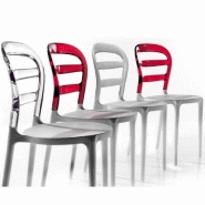 Lot de 4 chaises design DEJAVU - polycarbonate rouge et blanc, pieds laqués blancs_4