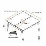 Bureau 2 personnes Ogi Wood - MDD - Non, Blanc, 120 x 141 cm_4