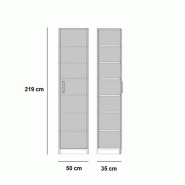 Composition lit escamotable Vertigo chêne naturel - largeur 311 cm - couchage 160x200 cm - gain de place avec colonnes de rangement_4
