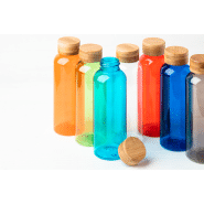 Bouteille en RPET - 500 ml - Couvercle en bambou - Sans BPA - Couleur orange_4