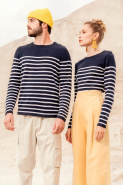 Pull marin homme - Kariban - 100% coton - Réf: K989 - Jauge 12 - Striped Navy / Off White_4