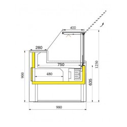 Vitrine ventilée avec réserve - 2500 mm - VERA-V-RA-2500