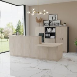 Comptoir de réception monocolore avec PMR Delta - 202, Droite, Acacia clair