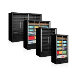 Vitrine réfrigérée Galaxy+ GP14FGD Black - basse consommation avec tablettes réglables et éclairage LED