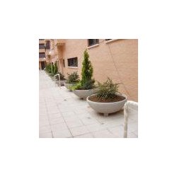 Jardinière Bol en béton cylindrique - Design classique pour zones historiques - Ciment blanc ou gris - Ø118 x 45 cm