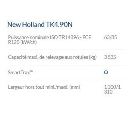 Tk4.90n tracteur agricole - New Holland - 85 ch - chenilles SmartTrax™ et Steering-O-Matic™ Plus