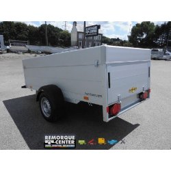 Remorque aluminium Humbaur - 251 x 133 cm - ridelle de 500 mm et capot sécurisé - 1 essieu non freiné - PTAC : 750 kg - Référence HA752513-5 + CAP