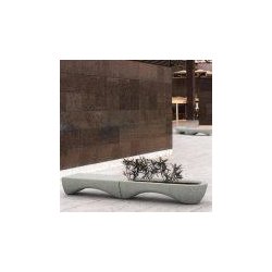 Jardinière en béton Wave - J130, J71 - Blanc et gris - 190 x 80 x 45 cm