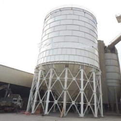 Silo à ciment boulonné - Capacité 3000 tonnes - CS-3000 - Constmach avec plateforme de maintenance et équipements complets