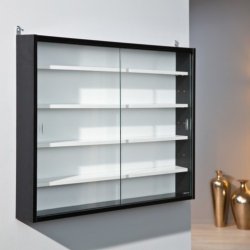 Kt9768-911 - vitrine murale "collecty" pour miniatures - noir et blanc - inter link - 80x9,5x60 cm