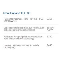 TD5.85 tracteur agricole - New Holland - 86 ch - moteur Tier 4A, inverseur hydraulique et cabine VisionView™