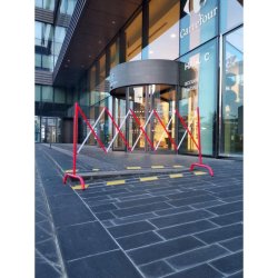 Barrière de chantier extensible acier 2,30m - structure accordéon, déploiement instantané
