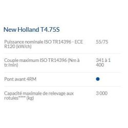 T4.75S Tracteur agricole - New Holland - 55 à 75 ch, cabine panoramique et transmission polyvalente