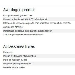 Technic 6500 A AVR UK C5 - Groupe électrogène Kohler - Puissance max 6,30 kW - Gamme Technic