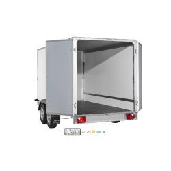 Remorque fourgon en bois SARIS - 2 essieux roues extérieures - PTAC 2700 Kg - 356 x 169 x H180 cm - Référence GO 356 169 180 2700 2
