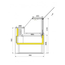 Vitrine pour viande - Traiteur - Produits laitiers - Vera 2000 statique avec réserve - RA - Référence: VERA-S-RA-2000