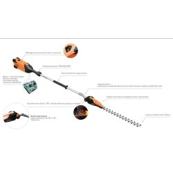 Taille-haie hydraulique Helion Alpha - SAS Lauprêtre - 7600 rpm - longueur 240 cm - coupe jusqu'à 33 mm - autonomie jusqu'à 6h