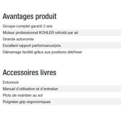 Perform 4500 XL AVR Groupe électrogène - Kohler - 4 kW max - 50 Hz - 230 V