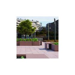 Jardinière Espace en béton avec banc intégré - Blanc / Gris / Ocre / Finition petra 1