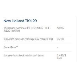 TK4.90 tracteur agricole - New Holland - 85 ch - chenilles SmartTrax™ - Steering-O-Matic™ Plus