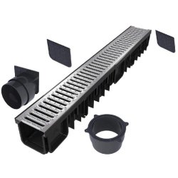 Kit caniveau - drainage efficace pour garage, terrasse et piscine - plastique renforcé haute qualité