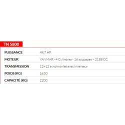 TN 5800 - Tracteur agricole Antonio Carraro - 4 cylindres Yanmar 2188 cc, 50 ch, capacité 2200 kg