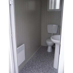 Bloc sanitaire PMR neuf - WC PMR, lavabo PMR, WC standard et lave-mains - Hauteur extérieure 239 cm, Hauteur intérieure 220 cm, Largeur 340 cm, Profondeur 242 cm