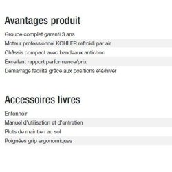 Perform 3000 TB UK - Groupe électrogène Kohler - Gamme Perform - Puissance max 2,8 kW - 230V - 50Hz