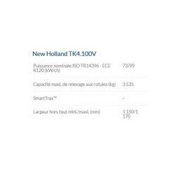Tk4.100v tracteur agricole - New Holland - 99 ch - chenilles SmartTrax™ et Steering-O-Matic™ Plus