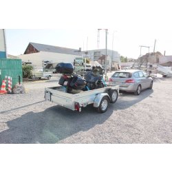 Remorque à plateau sur mesure sans frein avec châssis à structure modulaire pour le transport d'un moto gros cube - erde epert - plm 150
