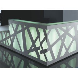 Banque d'accueil rétro-éclairée ZIG ZAG - design innovant avec LED programmable et modules PMR