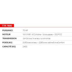 Ttr 7800 - tracteur agricole - antonio carraro - capacité 2400 kg
