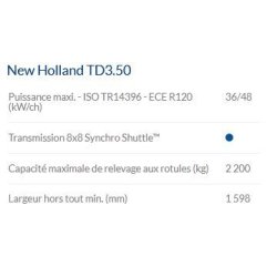 Tracteur agricole TD3.50 - New Holland - 36/48 kW/ch - fiable, polyvalent et économique
