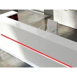 Banque d'accueil lumineuse droite SALVE - Design contemporain avec éclairage LED et finition bois laqué