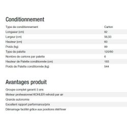 Perform 6500 XL C5 Groupe électrogène - Kohler - Puissance max 6,30 kW - 50 Hz - 230 V