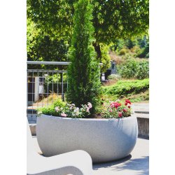 Jardinière Lisa UM1375G - béton préfabriqué gris granite, aspect rugueux