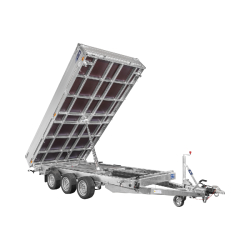 Remorque Tri-benne SARIS HD - 406 x 204 - PTAC : 3500 kg - 3 Essieux - Freinée - Pompe Électrique Référence - K3 406 204 3500 3B HD E
