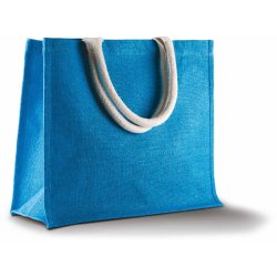 Sac de plage en jute - Réf: KI0219 - anses en coton - fermeture bande auto agrippante