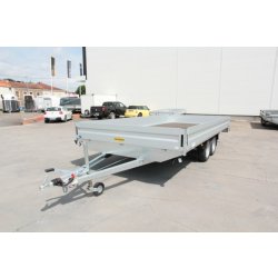 Remorque plateau - HUMBAUR HN 355225 GR - 2 essieux, roues surbaissées, ridelles alu, 5220x2470 mm