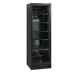 Vitrine réfrigérée noire - SCU1425H - finition élégante, porte vitrée réversible, froid ventilé, LED