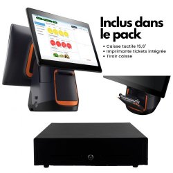 Caisse enregistreuse tactile - imprimante intégrée - tiroir caisse - afficheur client